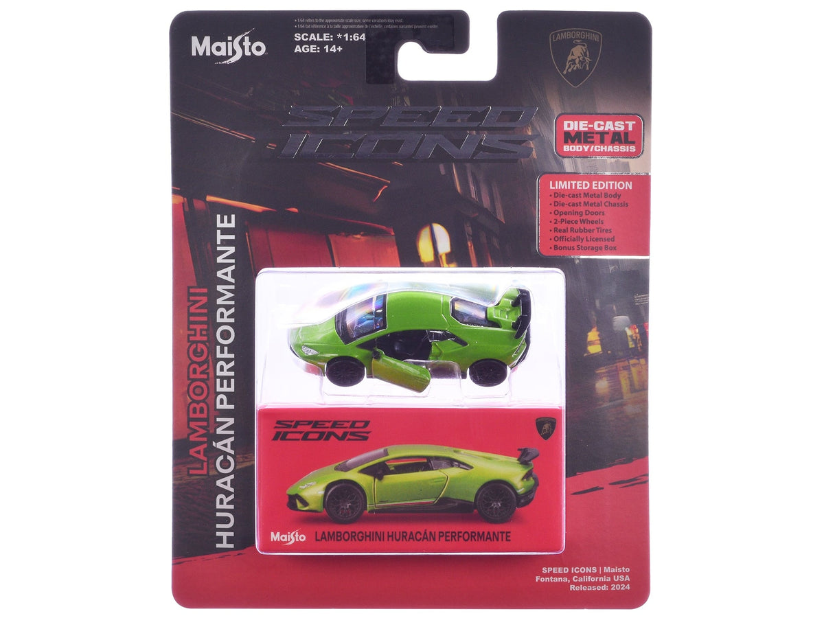 Lamborghini Huracan Performante Green "Speed Icons" Series 1/64 Diecast Model Car by Maisto image 3