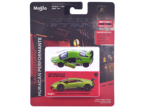 Lamborghini Huracan Performante Green "Speed Icons" Series 1/64 Diecast Model Car by Maisto image 3