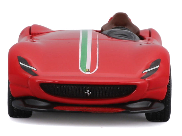 Red Ferrari Monza SP1 with Italian-flag stripes, unboxed Maisto Speed Icons 1:64 model.