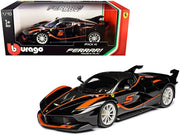 Ferrari FXX-K #5 Fu Songyang Black with Gray Top and Orange Stripes 1/18 Diecast Model Car by Bburago