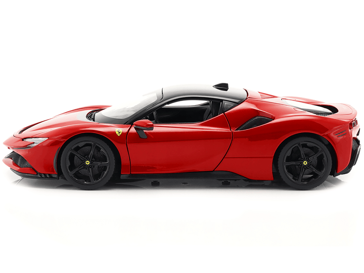 Ferrari SF90 Stradale Red with Black Top "Race + Play" Series 1/18 Diecast Model Car by Bburago image 2