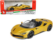 Ferrari SF90 Spider Gold Metallic "Race + Play" Series 1/18 Diecast Model Car by Bburago image 2