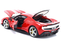 Ferrari 296 GTB Assetto Fiorano Red with White Stripes "Race + Play" Series 1/18 Diecast Model Car by Bburago image 3