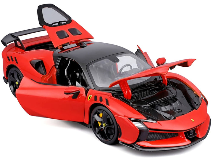 Ferrari SF90 XX Stradale Red with Black Top "Race + Play" Series 1/18 Diecast Model Car by Bburago image 2