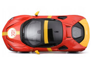 Ferrari SF90 Stradale Assetto Fiorano #50 Red with Black Top and Yellow Stripes "Race + Play" Series 1/18 Diecast Model Car by Bburago image 5