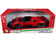 Ferrari F80 Red with Black Top "Race + Play" Series 1/18 Diecast Model Car by Bburago image 3