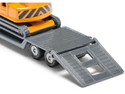 Truck with Low Loader Trailer and Excavator Yellow Diecast Model by Siku image 3