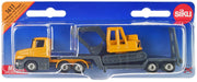 Truck with Low Loader Trailer and Excavator Yellow Diecast Model by Siku image 5