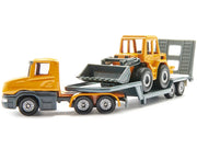 Truck with Low Loader Trailer and Front Loader Yellow Diecast Model by Siku image 2