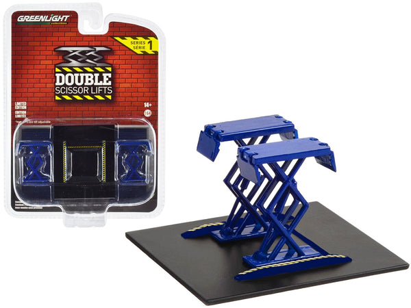 GreenLight blue automotive double scissor lift Series 1 1:64 16160A, product image 1