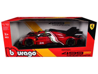 Ferrari 499P Modificata #24 Red with Italian Flag Stripes "Racing" Series 1/18 Diecast Model Car by Bburago image 3
