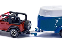 Jeep Red with Horse Trailer Blue and Horse Accessory Diecast Model by Siku image 3