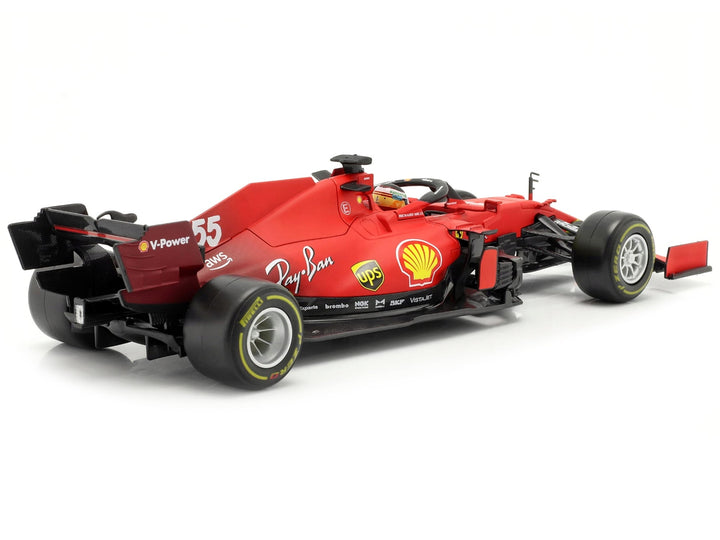 Ferrari SF21 #55 Carlos Sainz Formula One F1 Car "Ferrari Racing" Series 1/18 Diecast Model Car by Bburago image 2