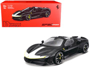Ferrari SF90 Spider Assetto Fiorano Black Metallic with White Stripes "Signature Series" 1/18 Diecast Model Car by Bburago image 3