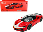 Ferrari SF90 Stradale Assetto Fiorano Red with White Stripes "Signature Series" 1/18 Diecast Model Car by Bburago image 4