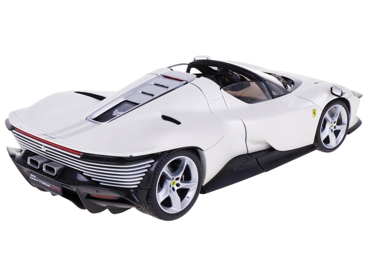 Ferrari Daytona SP3 White Metallic with Silver Stripes "Signature Series" 1/18 Diecast Model Car by Bburago image 2