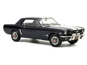 1965 Ford Mustang Hardtop Coupe Nightmist Blue Metallic with White Stripes 1/18 Diecast Model Car by Norev image 2