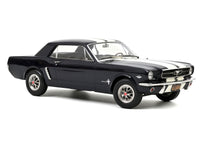 1965 Ford Mustang Hardtop Coupe Nightmist Blue Metallic with White Stripes 1/18 Diecast Model Car by Norev image 2