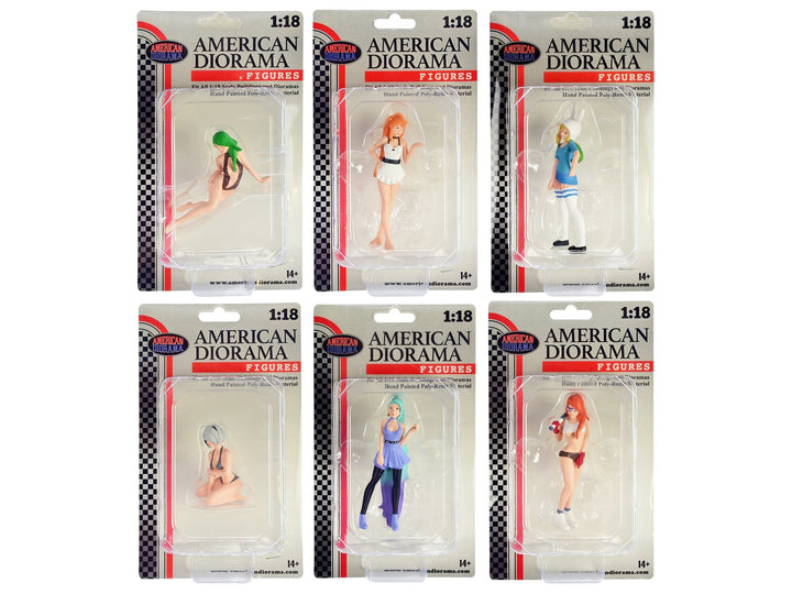 "Cosplay Girls" 6 piece Figure Set for 1/18 Scale Models by American Diorama image 2