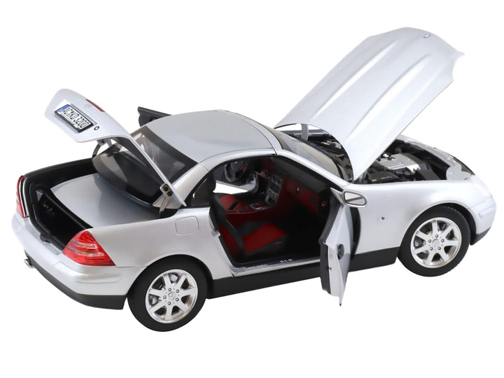 1996 Mercedes-Benz SLK Convertible Brilliant Silver Metallic 1/18 Diecast Model Car by Norev image 2