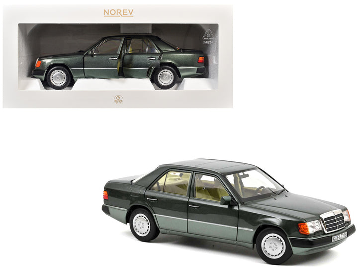 1990 Mercedes-Benz 230 E Night Green Metallic with Green Interior 1/18 Diecast Model Car by Norev
