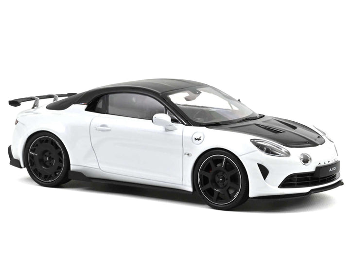 2024 Alpine A110 R Pearl White Metallic with Carbon Hood and Top 1/18 Diecast Model Car by Norev image 2