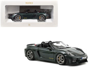 2023 Porsche 718 Spyder RS Weissach Pack Forest Green Metallic with Carbon Hood Stripes 1/18 Diecast Model Car by Norev