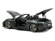 2023 Porsche 718 Spyder RS Weissach Pack Forest Green Metallic with Carbon Hood Stripes 1/18 Diecast Model Car by Norev image 2