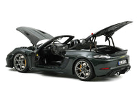 2023 Porsche 718 Spyder RS Weissach Pack Forest Green Metallic with Carbon Hood Stripes 1/18 Diecast Model Car by Norev image 2