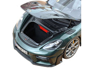2023 Porsche 718 Spyder RS Weissach Pack Forest Green Metallic with Carbon Hood Stripes 1/18 Diecast Model Car by Norev image 3