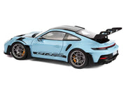 2022 Porsche 911 GT3 RS Weissach Pack Gulf Blue with Carbon Top and Hood Stripes 1/18 Diecast Model Car by Norev image 5