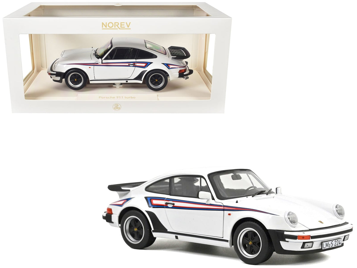 Norev 1980 Porsche 911 Turbo 3.3 white blue red graphics 1:18 187668, view 1