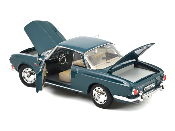 1963 Volkswagen Karmann Ghia 1500 Smaragd Green 1/18 Diecast Model Car by Norev image 2