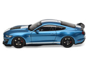 2022 Ford Mustang Shelby GT500 Blue Metallic with White Stripes 1/18 Diecast Model Car by IXO Models image 4