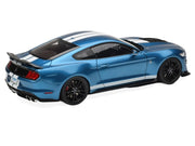 2022 Ford Mustang Shelby GT500 Blue Metallic with White Stripes 1/18 Diecast Model Car by IXO Models image 5
