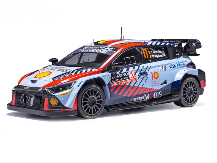 Hyundai i20 N Rally1 #11 Thierry Neuville - Martijn Wydaeghe Winner "Rallye Monte-Carlo" (2024) 1/18 Diecast Model Car by IXO Models image 2