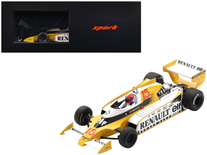 Renault RS11 #15 Jean-Pierre Jabouille "Equipe Renault Elf" Winner Formula One F1 "French GP" (1979) with Acrylic Display Case 1/18 Model Car by Spark