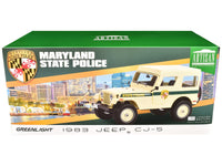 1983 Jeep CJ-5 Hardtop "Maryland State Police" Beige with Green Stripes "Artisan Collection" Series 1/18 Diecast Model Car by Greenlight image 3