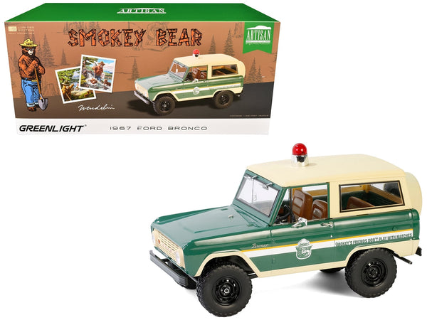 GreenLight 1967 Ford Bronco Smokey Bear Forest Ranger green cream 1:18 19143, product image 1