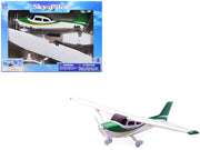 Model Kit Cessna 172 Skyhawk Aircraft White with Green and Yellow Stripes "Sky Pilot" Series 1/42 Plastic Model Kit by New Ray image 2