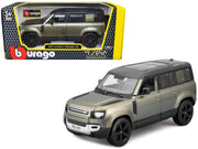 2022 Land Rover Defender 110 Green Metallic with Black Top and Sunroof 1/24 Diecast Model Car by Bburago image 4