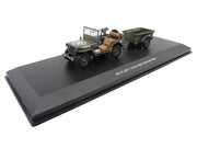 Willys Jeep 1/4-Ton Utility Truck Olive Drab with Trailer "United States Army" 1/43 Diecast Model by Militaria Die Cast image 2