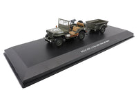 Willys Jeep 1/4-Ton Utility Truck Olive Drab with Trailer "United States Army" 1/43 Diecast Model by Militaria Die Cast image 2
