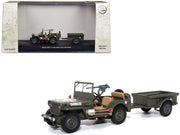 Willys Jeep 1/4-Ton Utility Truck Olive Drab with Trailer "United States Army" 1/43 Diecast Model by Militaria Die Cast image 3