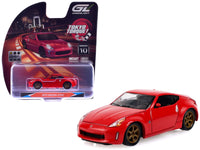 Red 2019 Nissan 370Z with bronze wheels and Tokyo Torque Series 10 packaging, GreenLight 1:64 235110A.