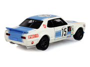 1972 Nissan Skyline 2000 GT-R (KPGC10) RHD (Right Hand Drive) #15 Kunimitsu Takahashi "50th Victory" White with Blue Stripe "Tokyo Torque" Series 10 1/64 Diecast Model Car by Greenlight image 3