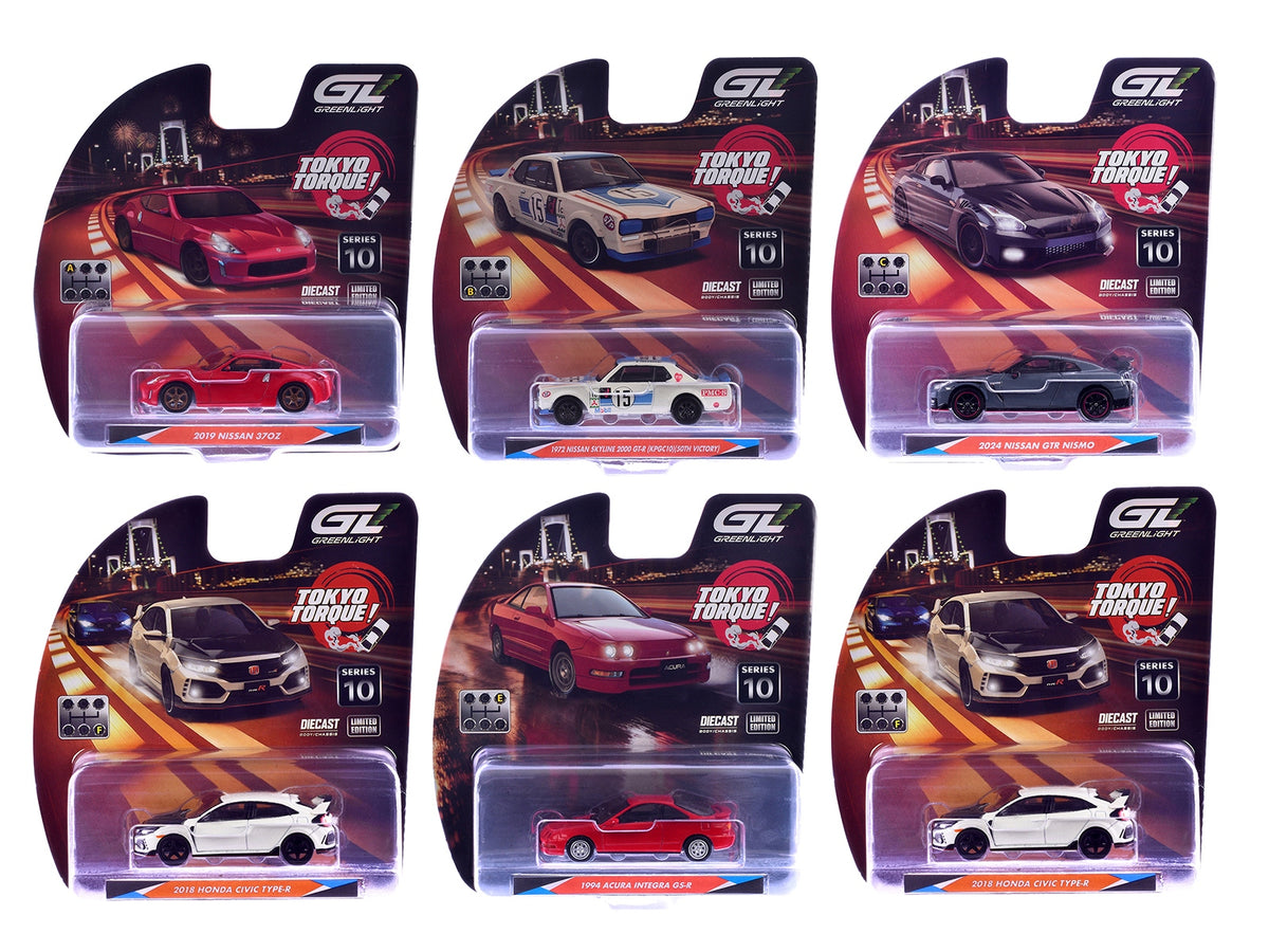 "Tokyo Torque" Series 10 Set of 6 pieces 1/64 Diecast Model Cars by Greenlight