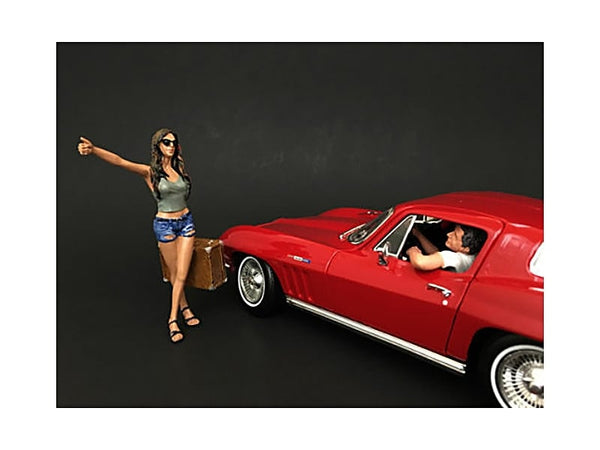 Hitchhiker 2 piece Figurine Set (Green Shirt) for 1/24 Scale Models by American Diorama