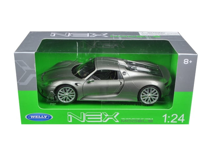 Porsche 918 Spyder Silver Closed Roof 1/24 Diecast Model Car by Welly image 2