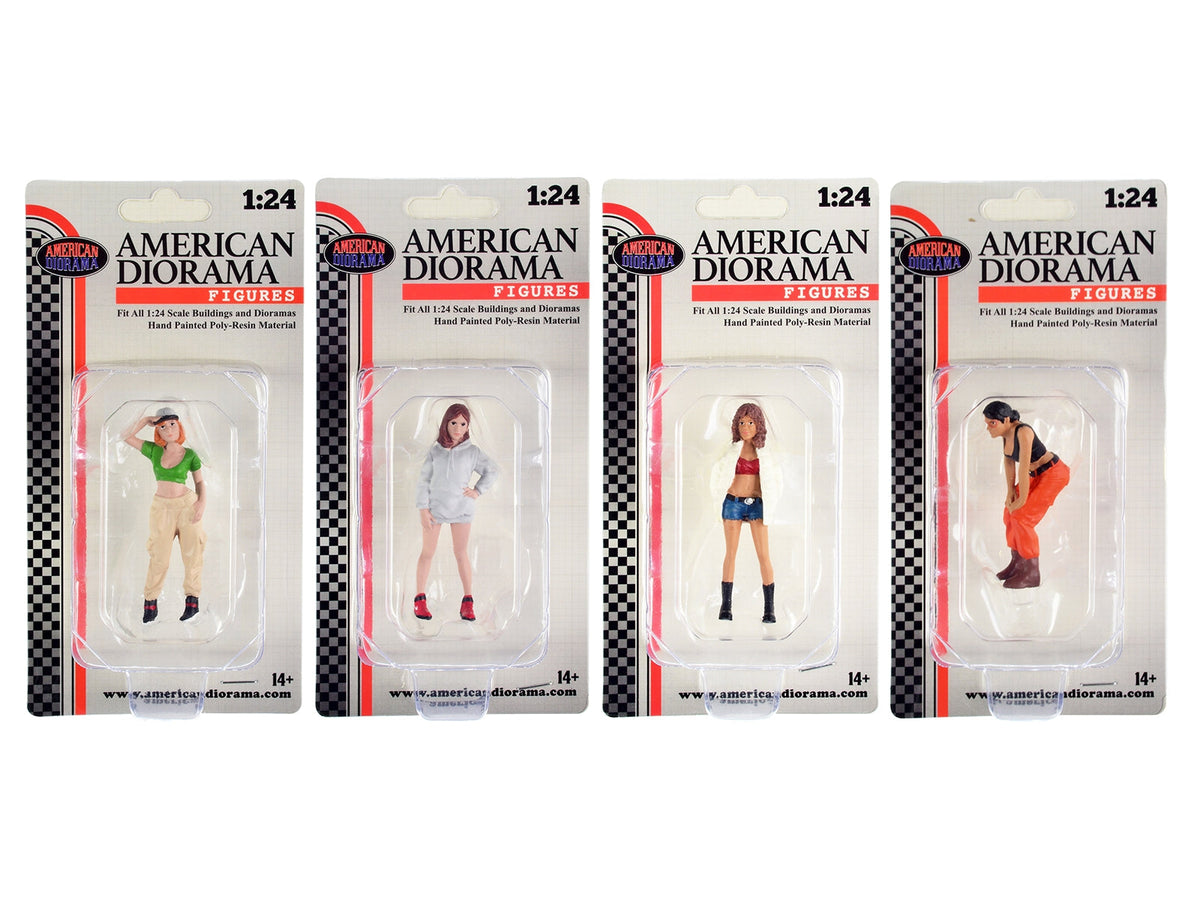 "Hip Hop Girls" 4 Piece Figure Set for 1/24 Scale Models by American Diorama image 2